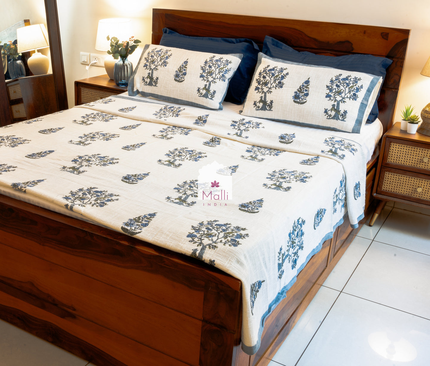 Neel baagh bedcover in slub cotton