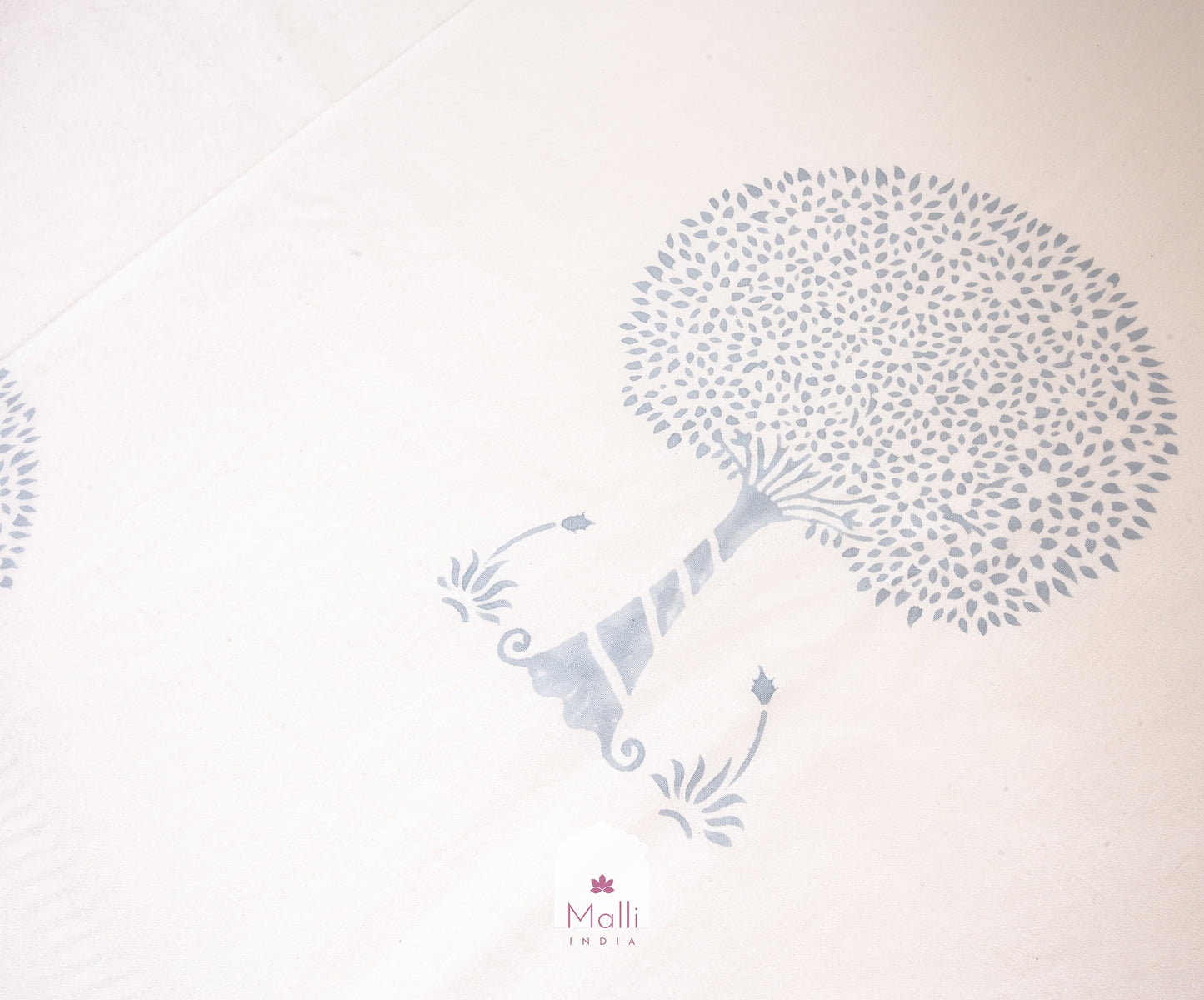Tree of life on beige base - Pure cotton double bedsheet handblock printed