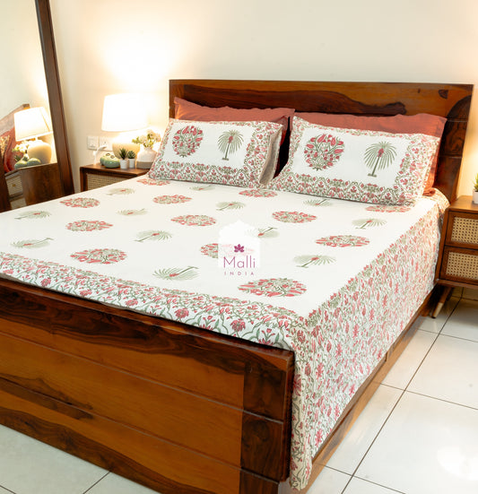 Gulabi baagh - Pure cotton double bedsheet handblock printed (Super king)