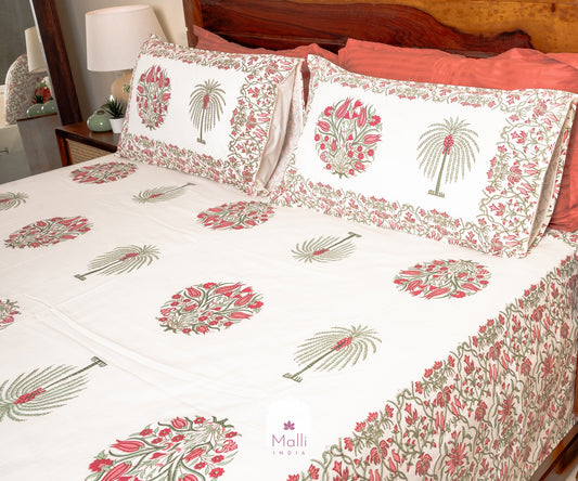 Gulabi baagh - Pure cotton double bedsheet handblock printed (Super king)
