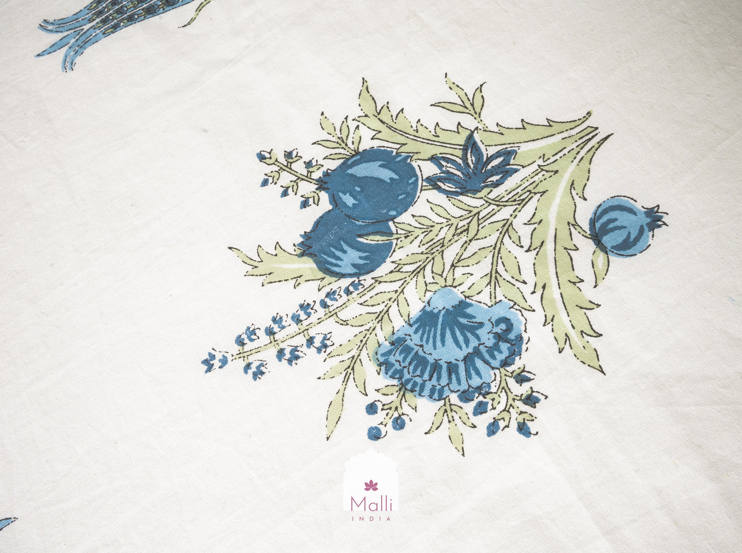 Neela bageecha - Pure cotton double bedsheet handblock printed (Super king)