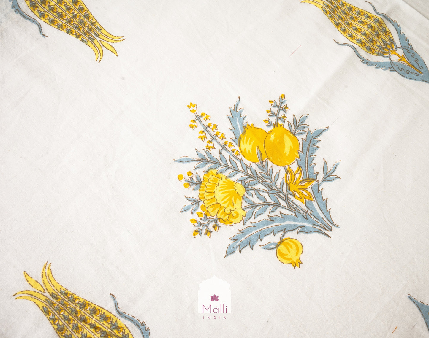 Peela bageecha - Pure cotton double bedsheet handblock printed (Super king)