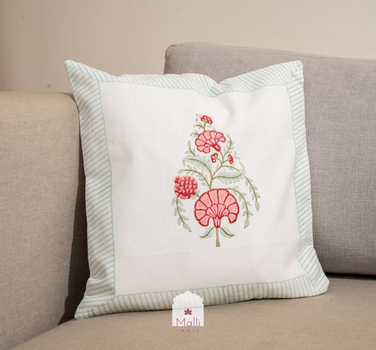 Peach pomegranate - Cushion cover in handblock print