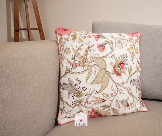 Floral gardens on cream base  - Cushion cover