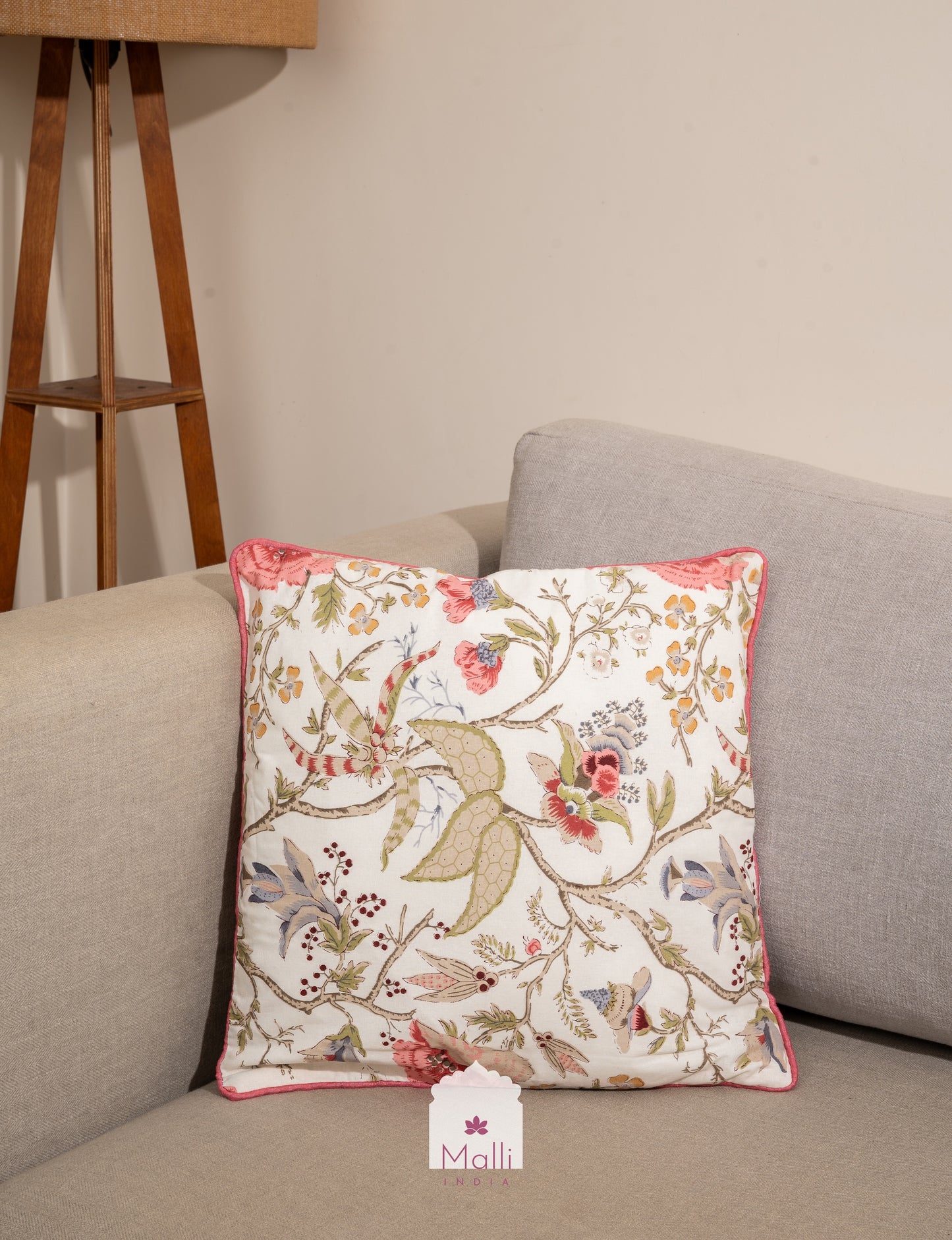 Floral gardens on cream base  - Cushion cover