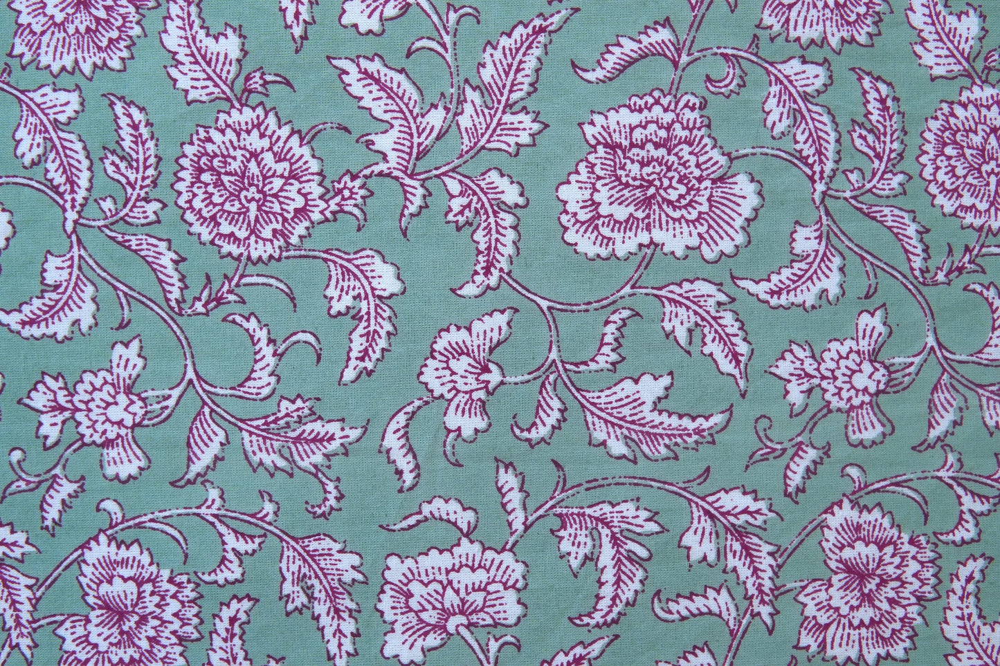 Pastel green with pink florals - Pure cotton King / Queen size double bedsheet