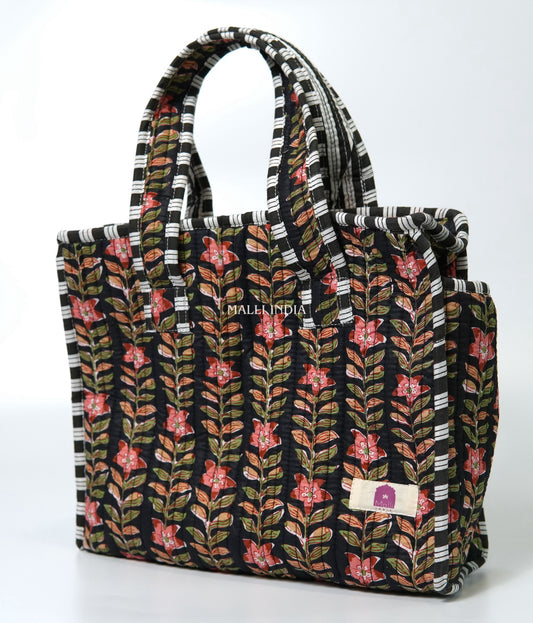 Lunch bag with zipper closure - Midnight gardens