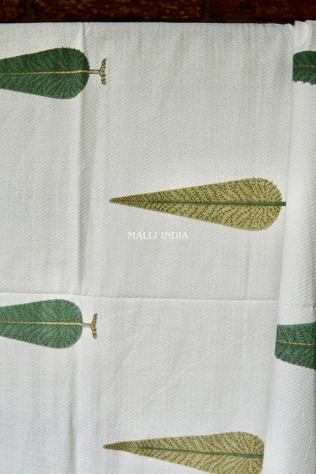 Green Cypress Buta Handblock Printed - Waffle Cotton Towel Set of 3 (1 bath towel & 2 hand towels)