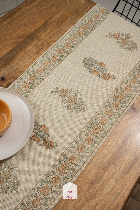 Rust bloom - 6 seater runner in jute cotton