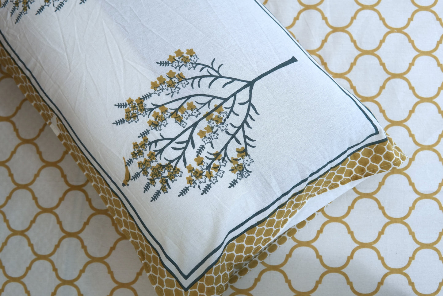 Beige jharokha - Pure cotton King / Queen size double bedsheet