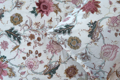 Pastel pink florals in overall print (Anokhi Print) - Pure cotton King / Queen size double bedsheet
