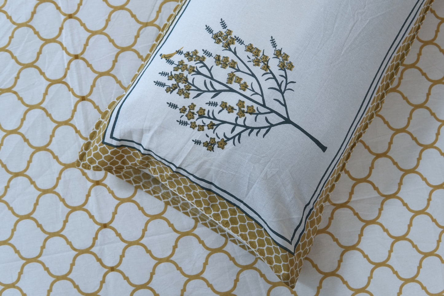 Beige jharokha - Pure cotton King / Queen size double bedsheet