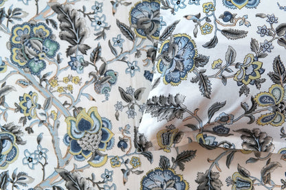 Blue blooms in overall print (Anokhi Print) - Pure cotton King / Queen size double bedsheet