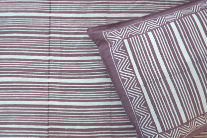 Warm purple stripes - Pure cotton King / Queen size double bedsheet