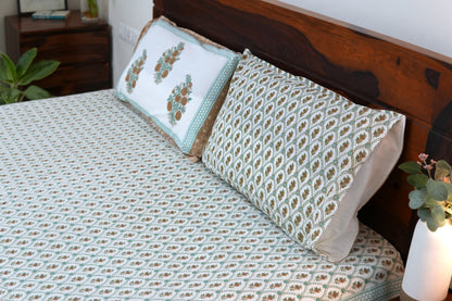 Buti in jaal design - Pure cotton King / Queen size double bedsheet