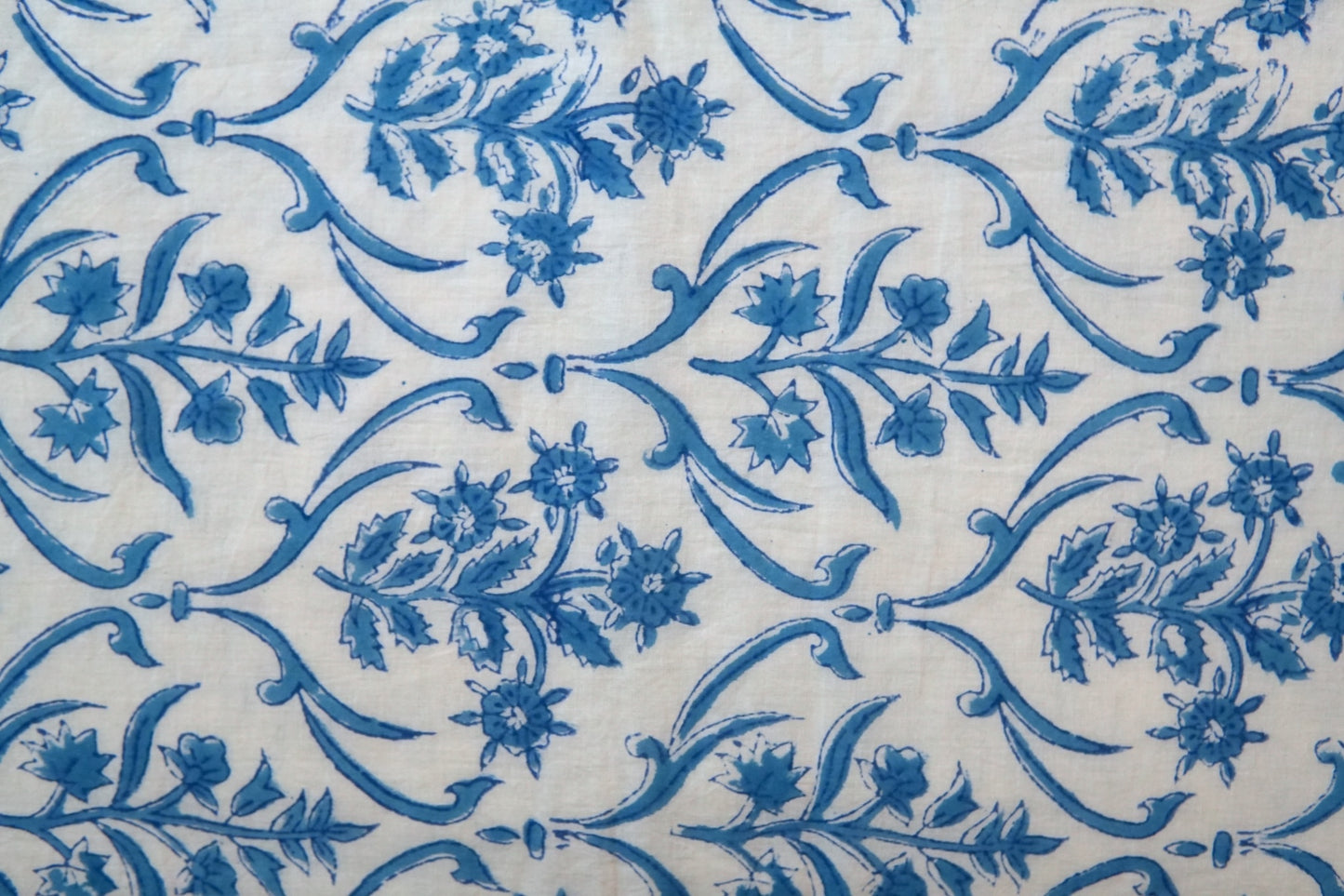 Sky bloom handblock printed pure mulmul dohar