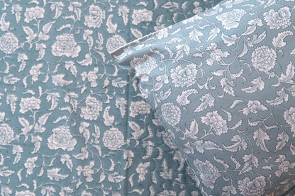 Grey florals - Pure cotton King / Queen size double bedsheet