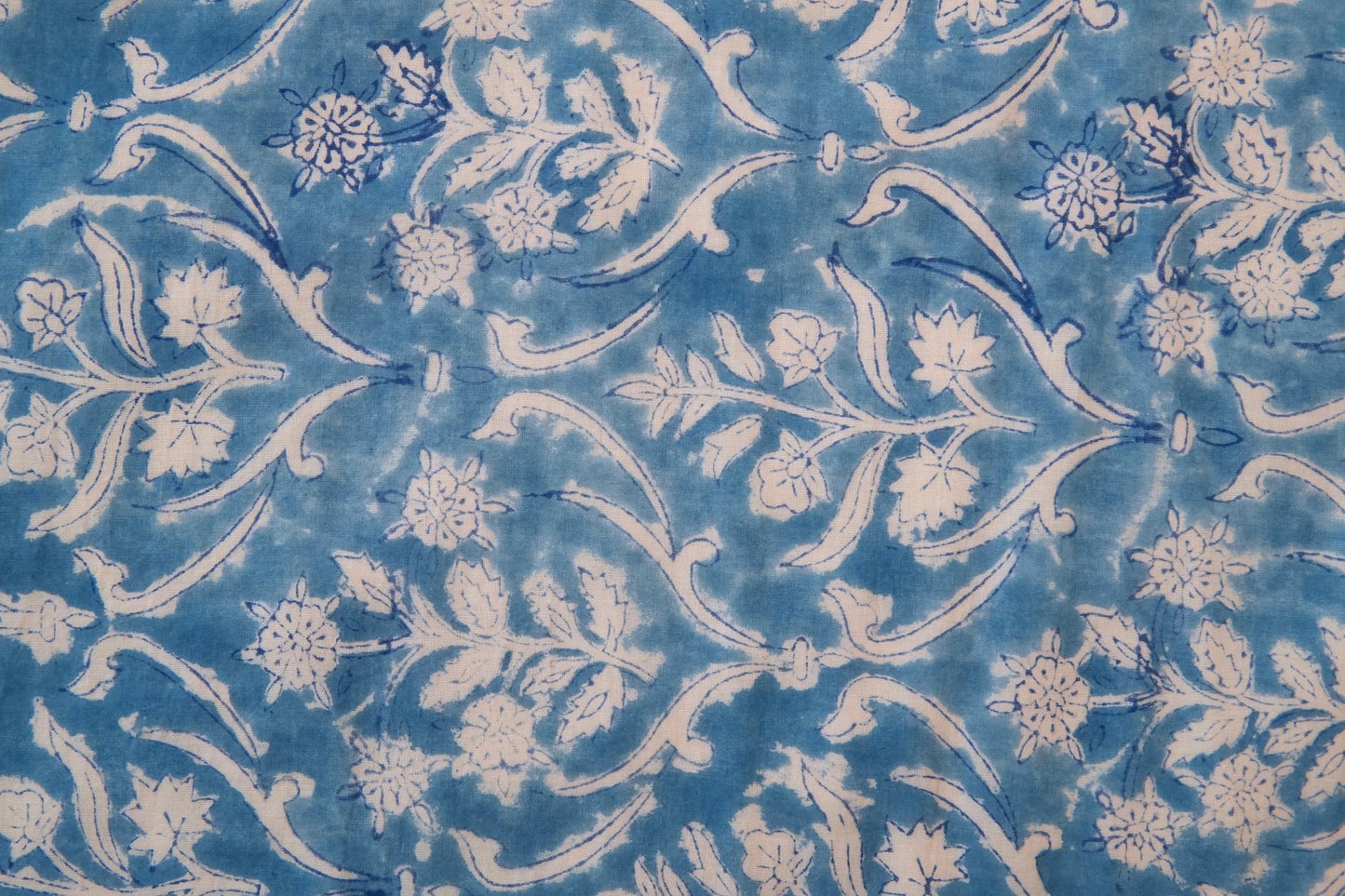 Sky bloom handblock printed pure mulmul dohar