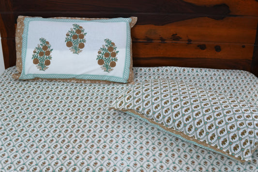 Buti in jaal design - Pure cotton King / Queen size double bedsheet