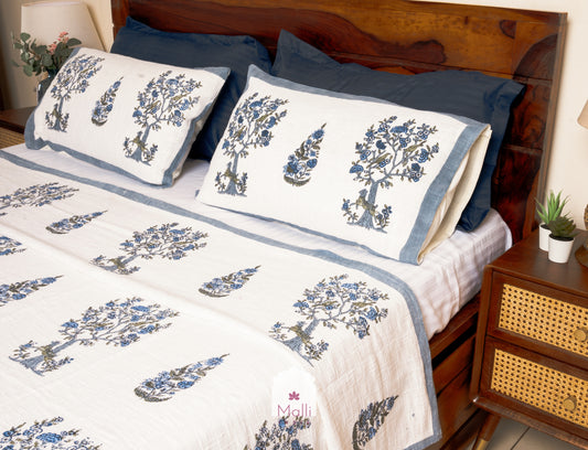 Neel baagh bedcover in slub cotton