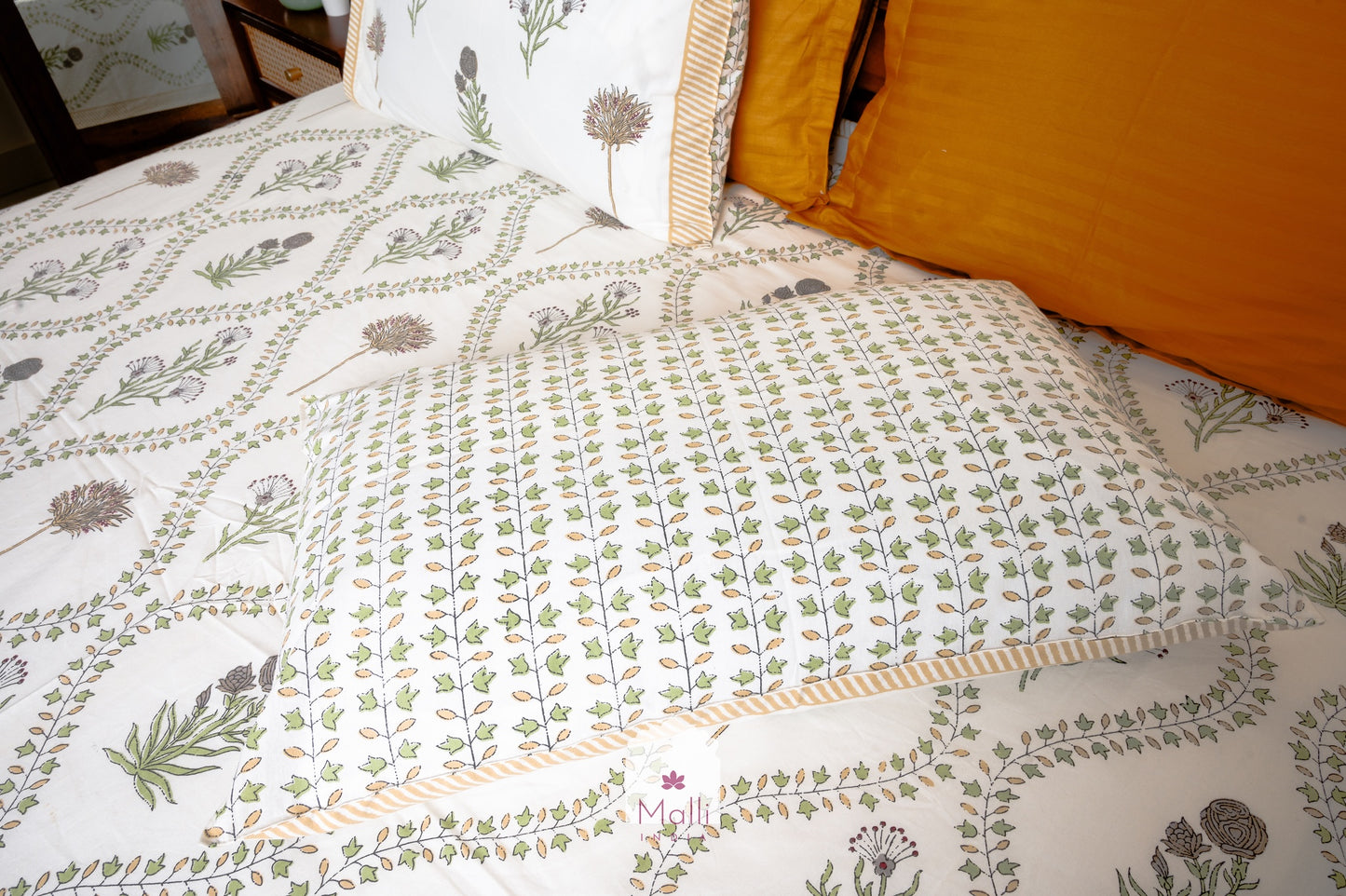 Floral jaal - Pure cotton double bedsheet handblock printed