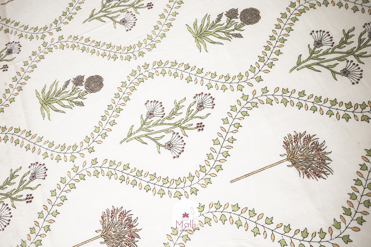 Floral jaal - Pure cotton double bedsheet handblock printed