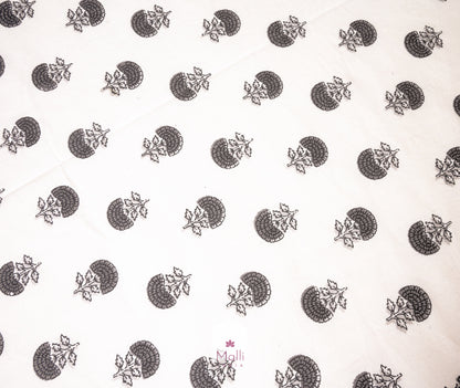 Grey marigold buti - Pure cotton double bedsheet handblock printed