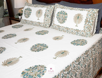 Neel baagh - Pure cotton double bedsheet handblock printed (Super king)