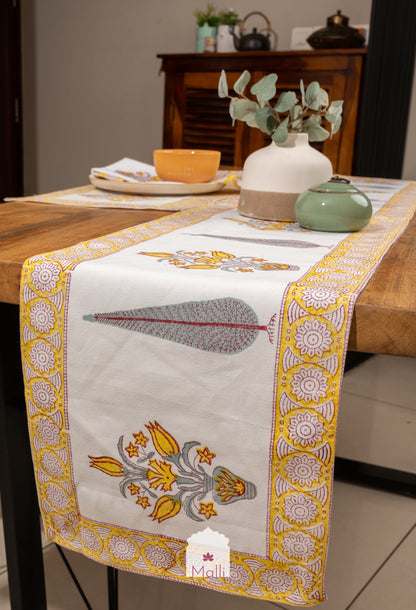 Yellow bouquet - Runner, placemat & napkin set for 6 seater