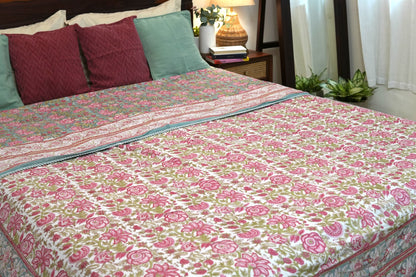 Turquoise royals handblock printed pure mulmul dohar