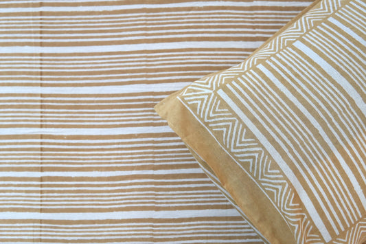 Beige stripes - Pure cotton King / Queen size double bedsheet