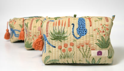 Set of 3 Vanity Pouches - Tropical jungle on beige