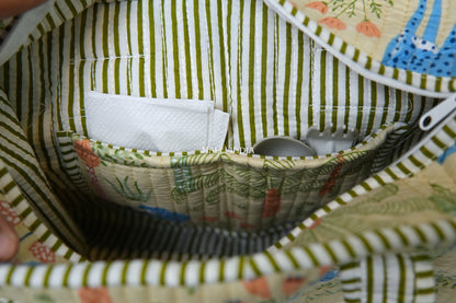 Lunch bag with zipper closure - Tropical jungle on beige