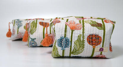 Set of 3 Vanity Pouches - Pomegranate garden