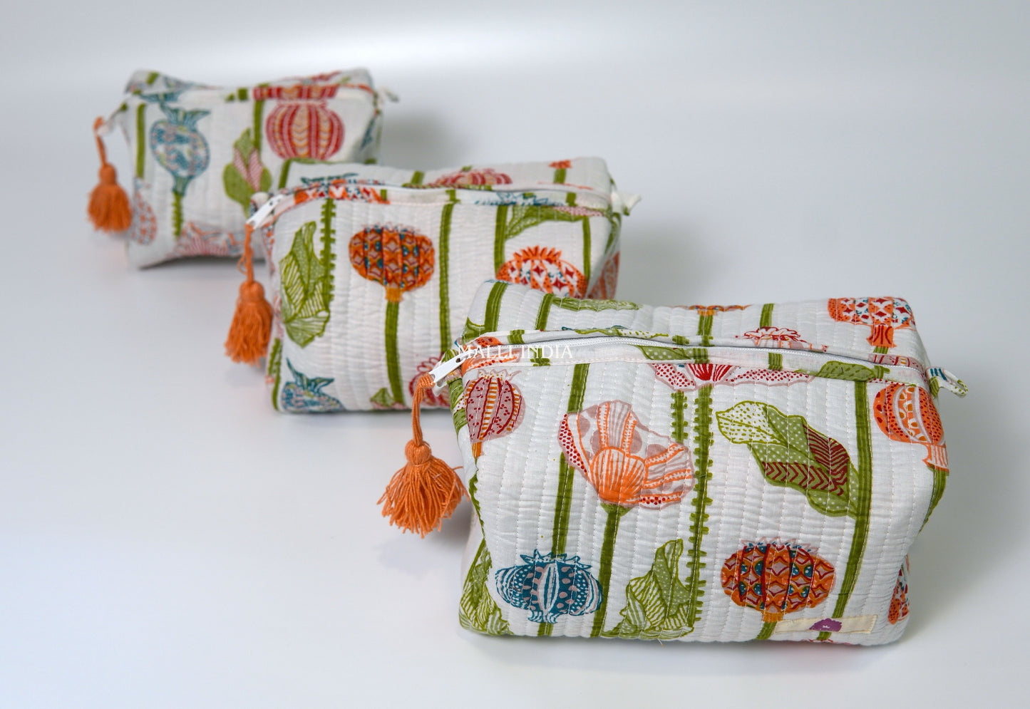 Set of 3 Vanity Pouches - Pomegranate garden
