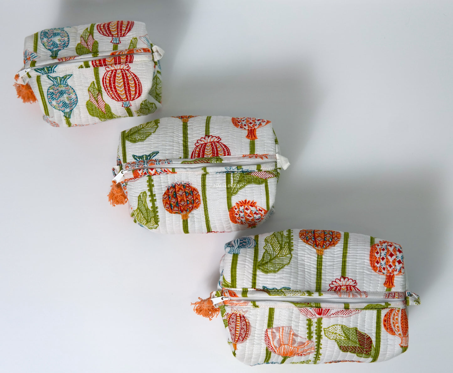 Set of 3 Vanity Pouches - Pomegranate garden