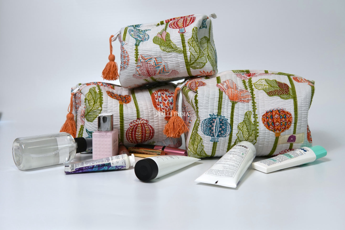 Set of 3 Vanity Pouches - Pomegranate garden