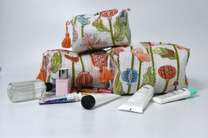 Set of 3 Vanity Pouches - Pomegranate garden