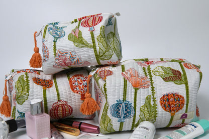 Set of 3 Vanity Pouches - Pomegranate garden
