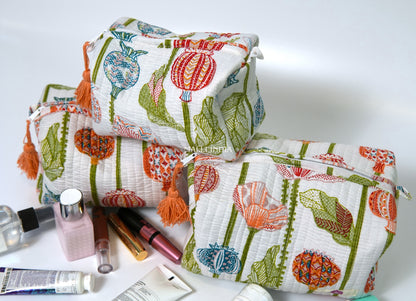 Set of 3 Vanity Pouches - Pomegranate garden