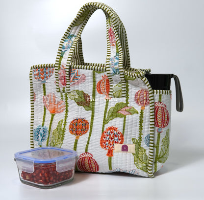 Lunch bag with zipper closure - Pomegranate garden