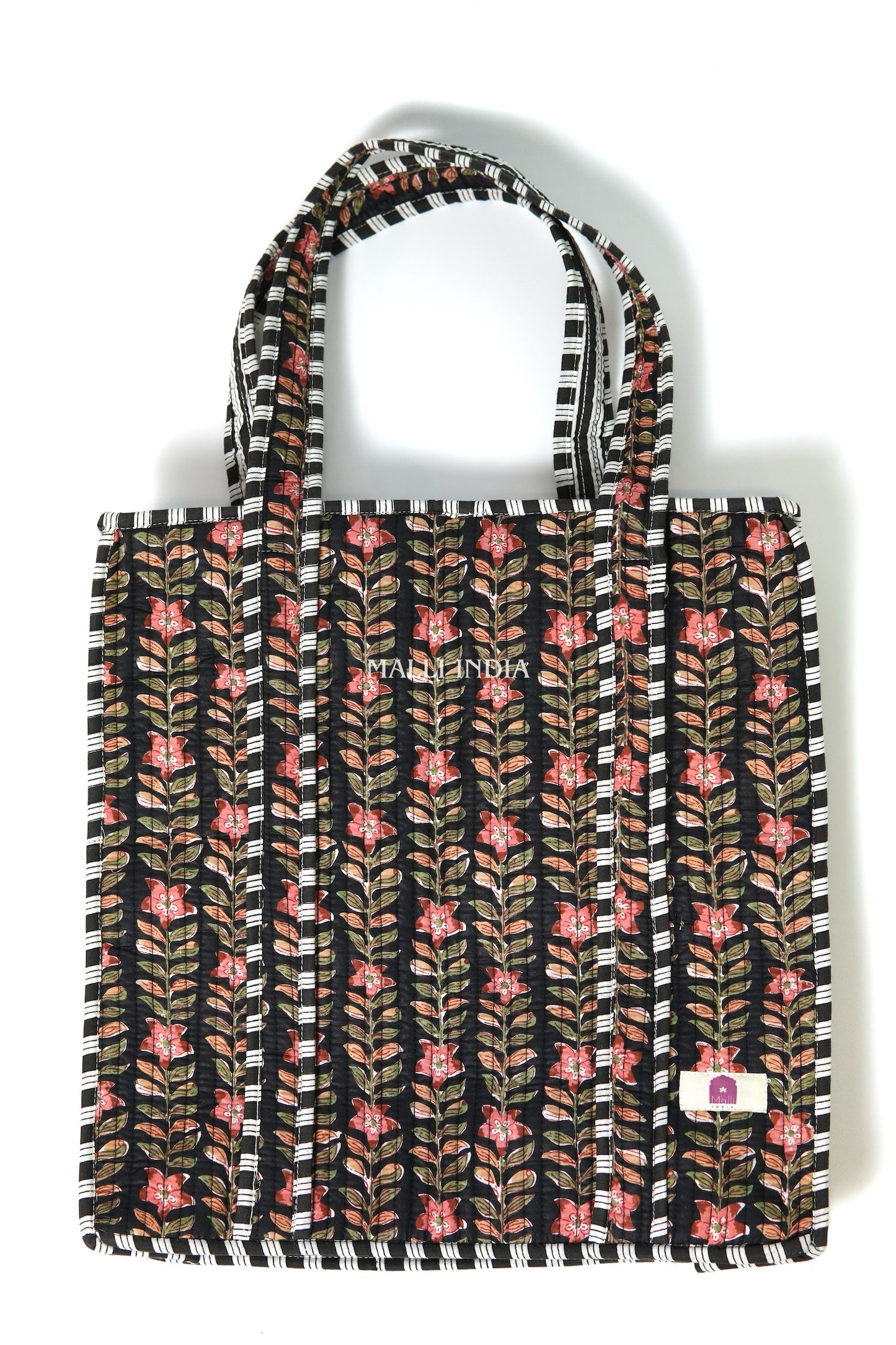 Travel tote bag with zipper closure - Midnight gardens