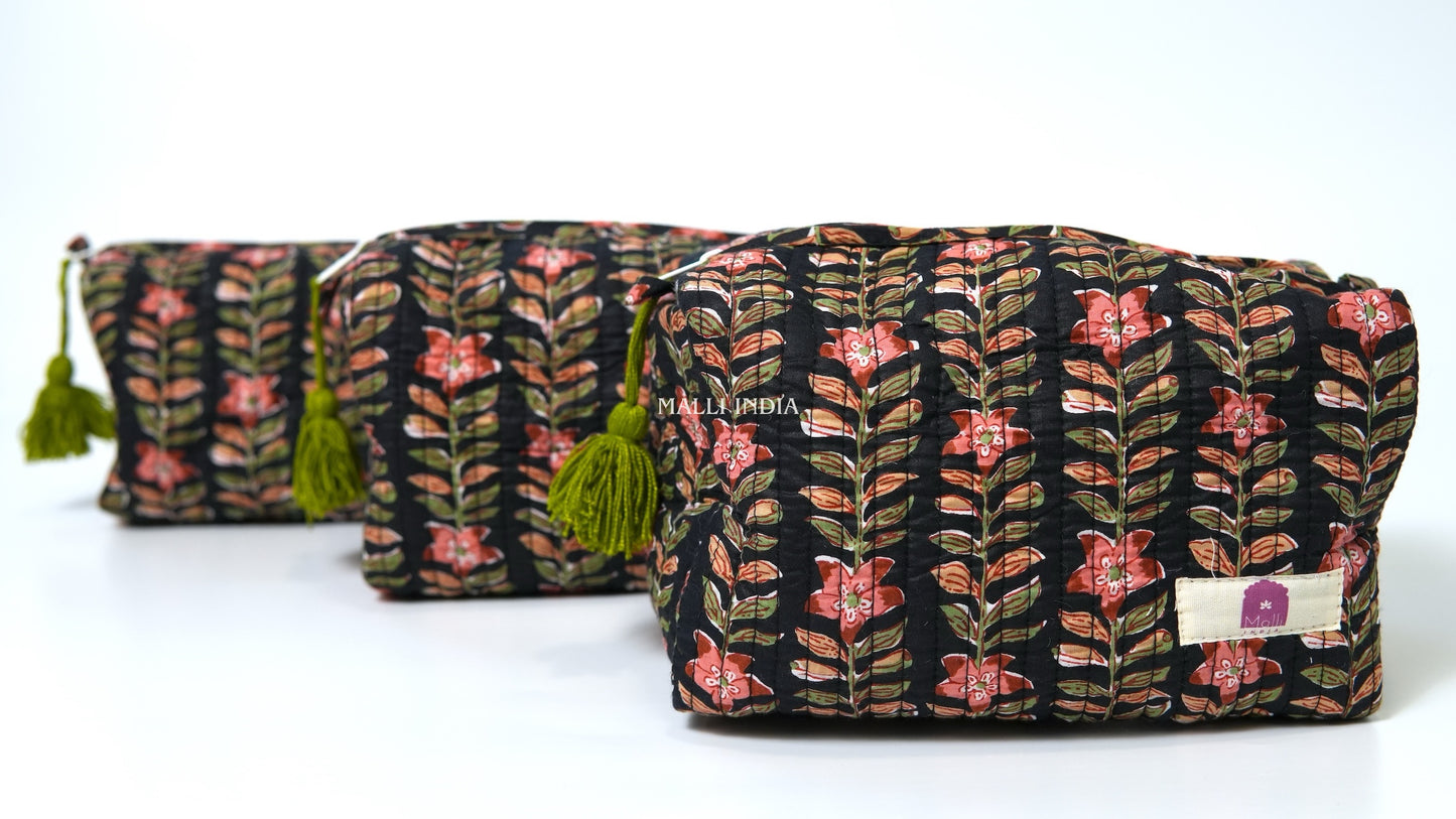 Set of 3 Vanity Pouches - Midnight gardens