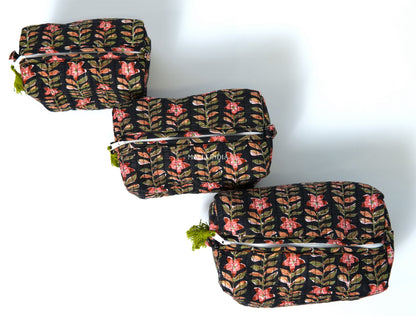 Set of 3 Vanity Pouches - Midnight gardens