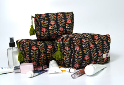 Set of 3 Vanity Pouches - Midnight gardens