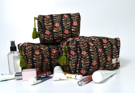 Set of 3 Vanity Pouches - Midnight gardens