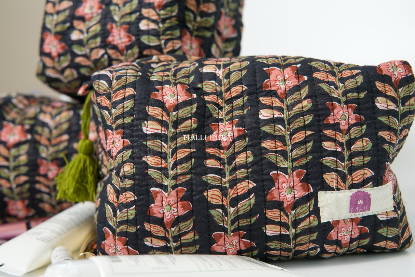 Set of 3 Vanity Pouches - Midnight gardens