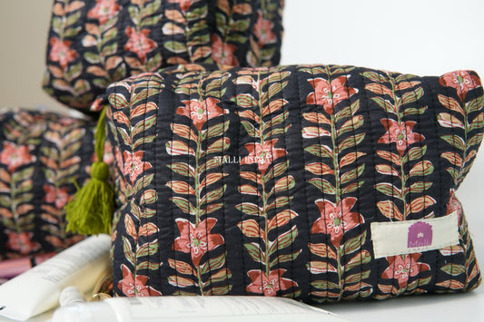 Set of 3 Vanity Pouches - Midnight gardens