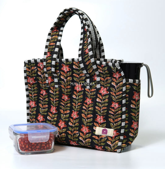 Lunch bag with zipper closure - Midnight gardens