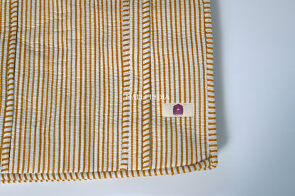 Travel tote bag with zipper closure - Mustard thin stripes